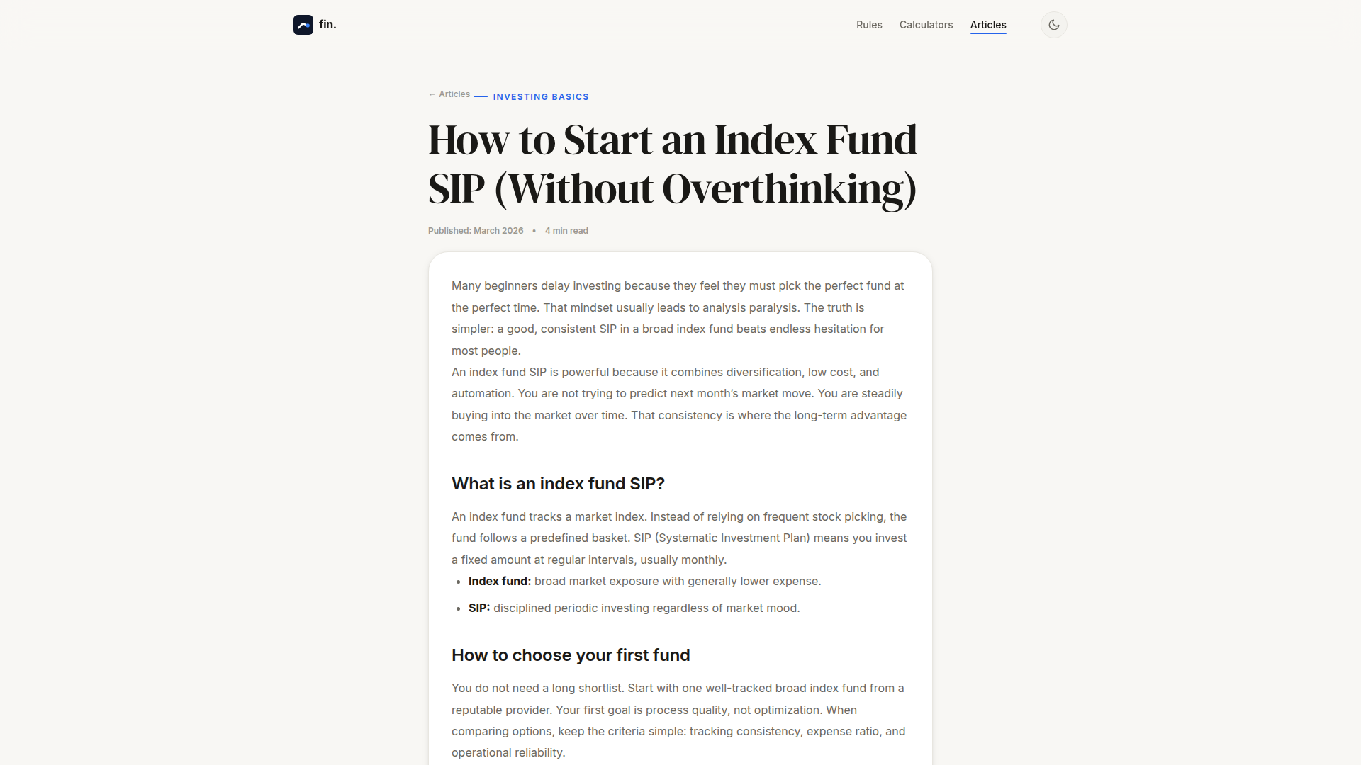fin articles page view