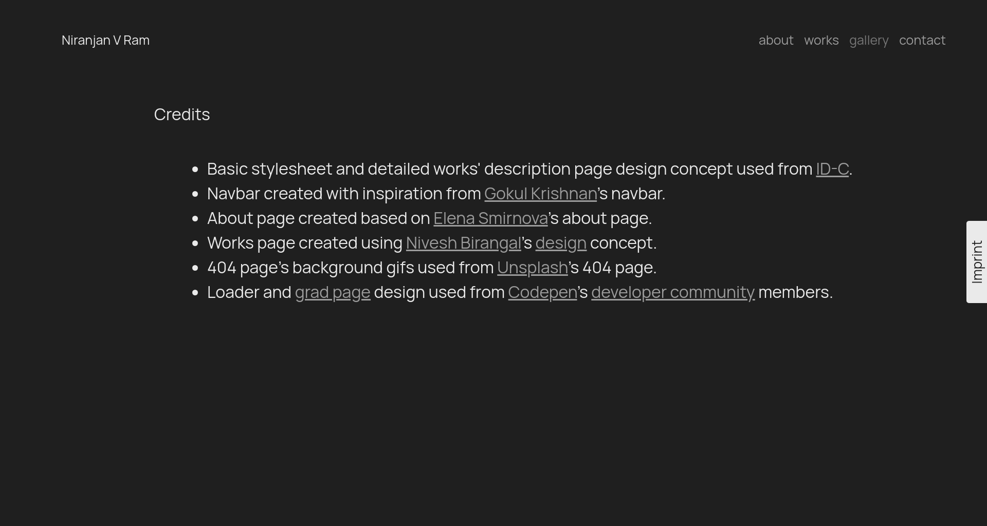 Credits Page