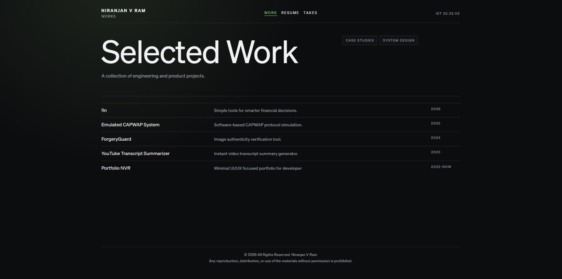 portfolio works page view