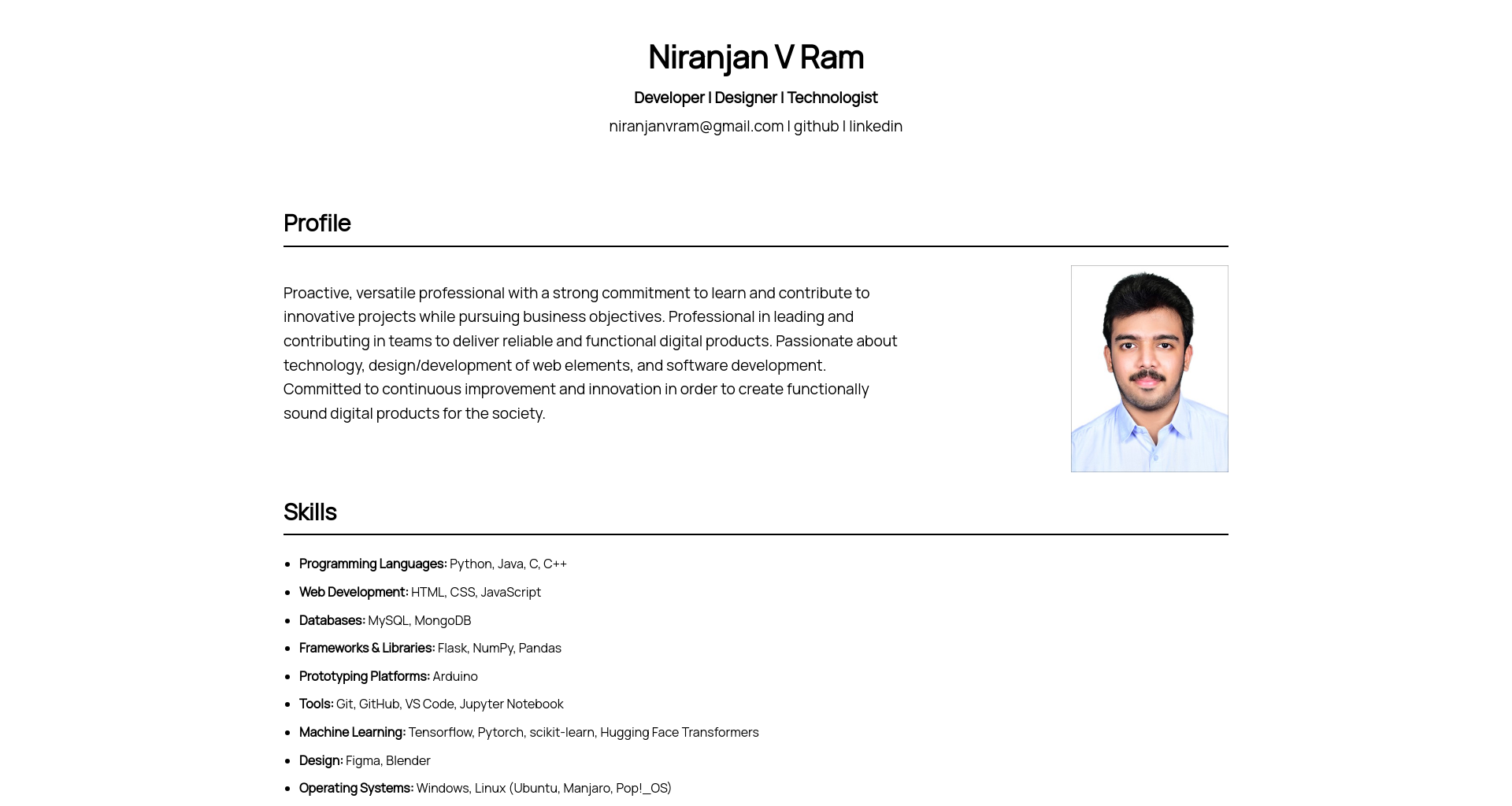 Resume Page